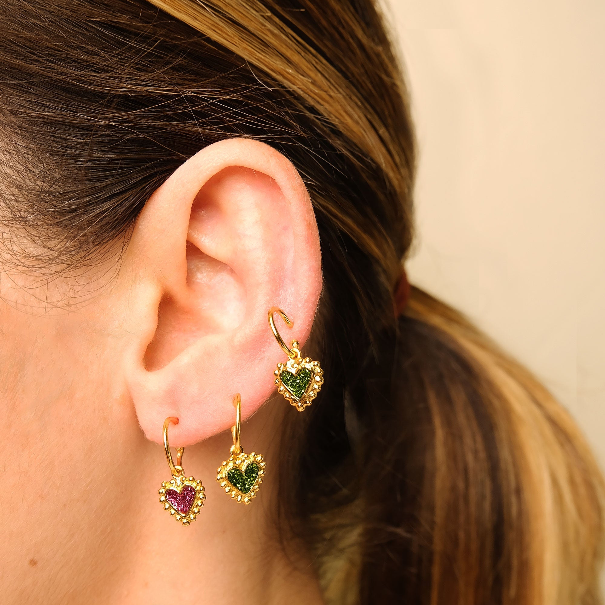 Candongas Baby Beating Hearts Glitter