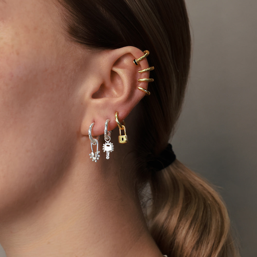 Heart Clip Silver Tiny Hoops