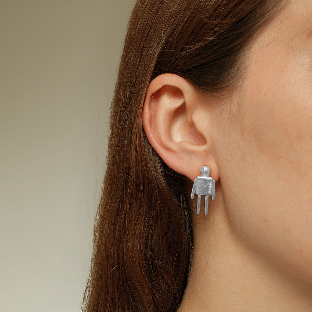 Aretes Robot Mini Plata