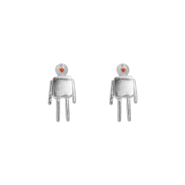 Aretes Robot Mini Plata