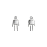 Aretes Robot Mini Plata