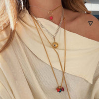 Cadena Steel Hearts Long Gold & Silver