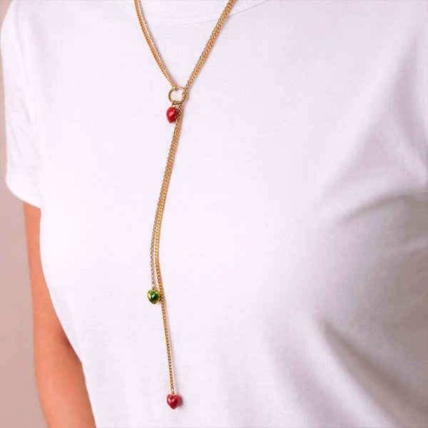 Cadena Steel Hearts Long Gold & Silver