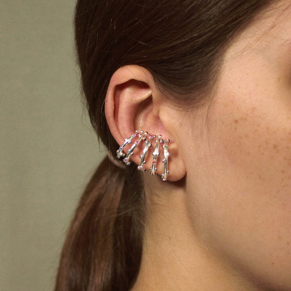 Earcuff Twirl Trufa Glitter Plata